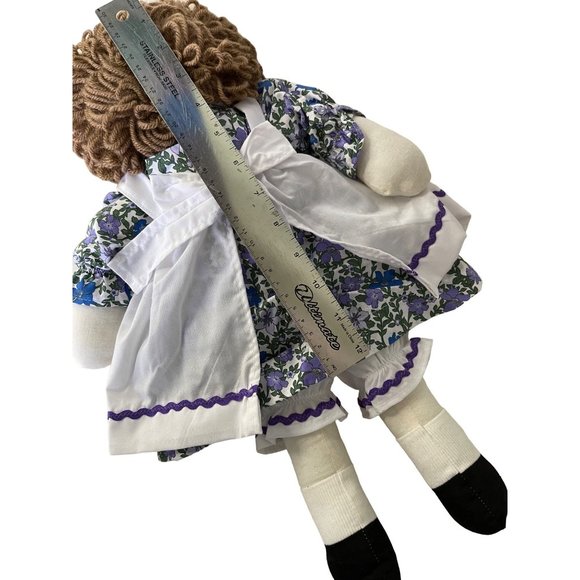 New Cloth Rag Doll Handmade with Hand Sewn Dress and Brown Yarn Hair 19" - Picture 6 of 6